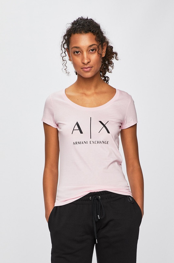 Bavlnené tričko Armani Exchange bavlna ružová 8NYT70.YJ16Z.NOS