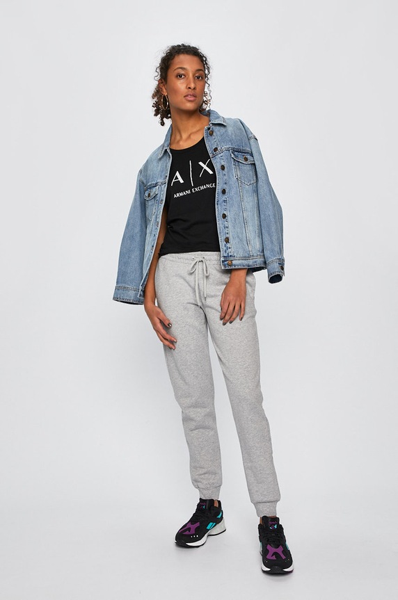 Armani Exchange pamut póló 8NYT70.YJ16Z.NOS fekete AA00