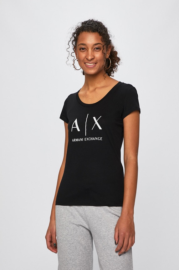 Armani Exchange pamut póló fekete 8NYT70.YJ16Z.NOS