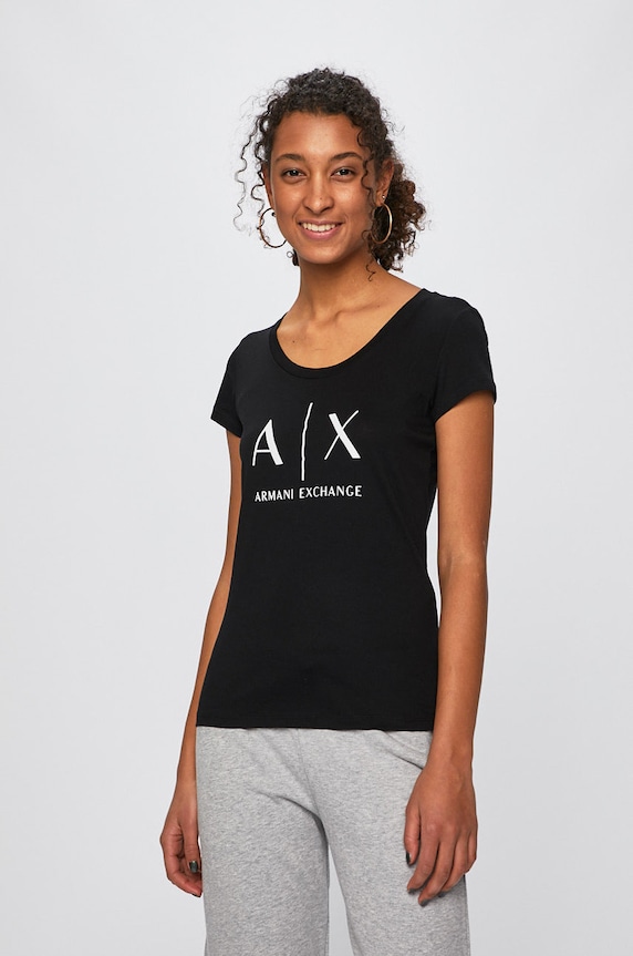 Armani Exchange pamut póló fekete 8NYT70.YJ16Z.NOS