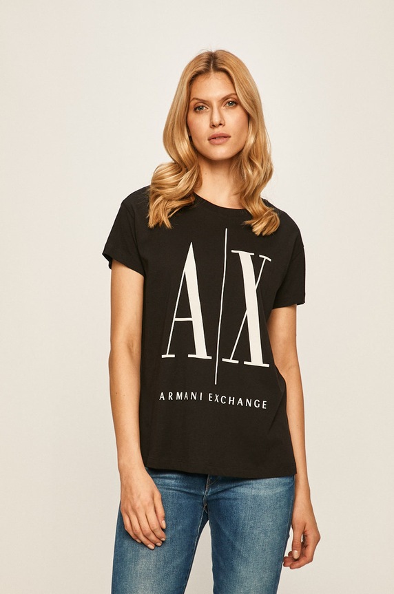 Armani Exchange tricou print negru 8NYTCX.YJG3Z.NOS