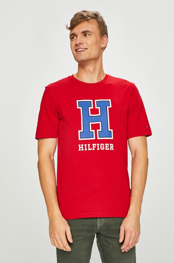 Tommy Hilfiger - Pánske tričko bavlna červená MW0MW09528