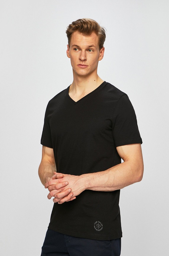 Tom Tailor Denim - Pánske tričko (2 pak) jednofarebný čierna 1008639