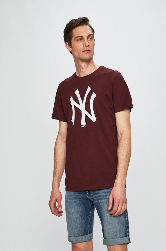New Era - Pánske tričko bavlna burgundské 11863695