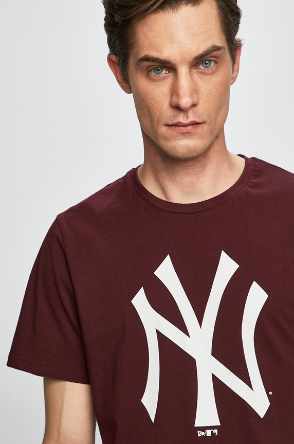 New Era - Pánske tričko burgundské 11863695