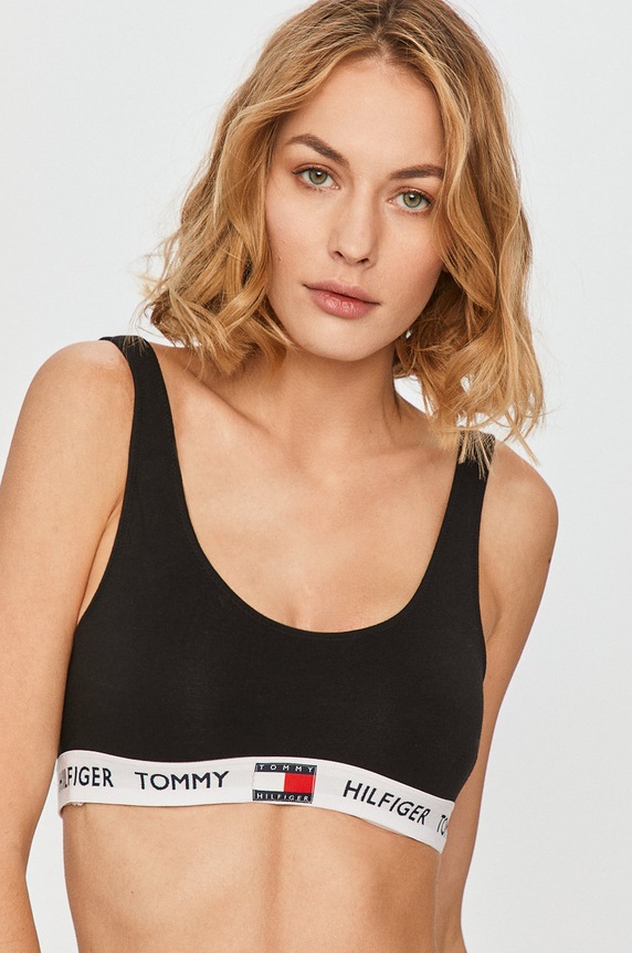 Tommy Hilfiger - Αθλητικό σουτιέν πλεκτό ύφασμα μαύρο UW0UW02225