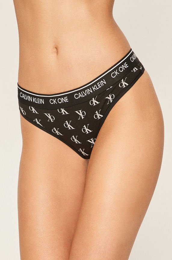 Calvin Klein Underwear - Stringi CK One dzianina czarny 000QF5733E