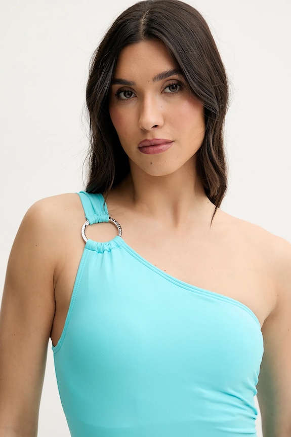 Oblečenie MICHAEL Michael Kors jednodielne plavky dámske ONE SHOULDER ONE PIECE MM7M524 tyrkysová