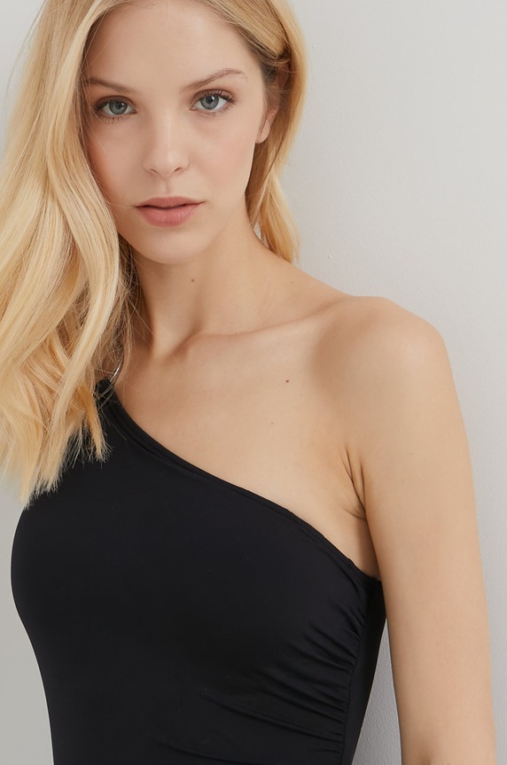 MICHAEL Michael Kors ολόσωμο γυναικείο μαγιό ONE SHOULDER ONE PIECE μαύρο MM7M524