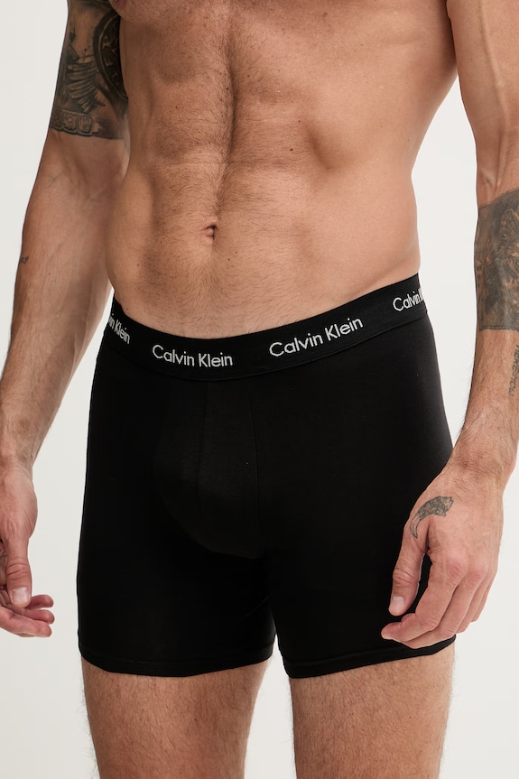Îmbrăcăminte Calvin Klein Underwear boxeri pentru bărbați bumbac cu elastan pachet de 3 000NB1770A negru