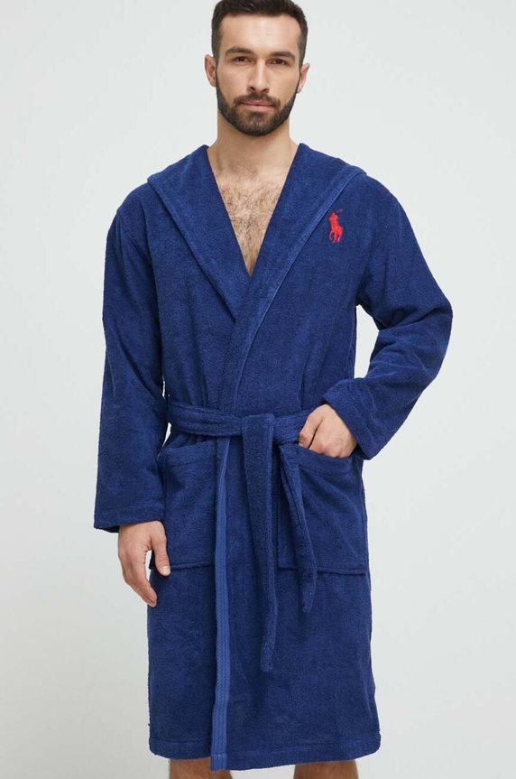 Polo Ralph Lauren accappatoio in cotone cotone blu navy CLPLAYER