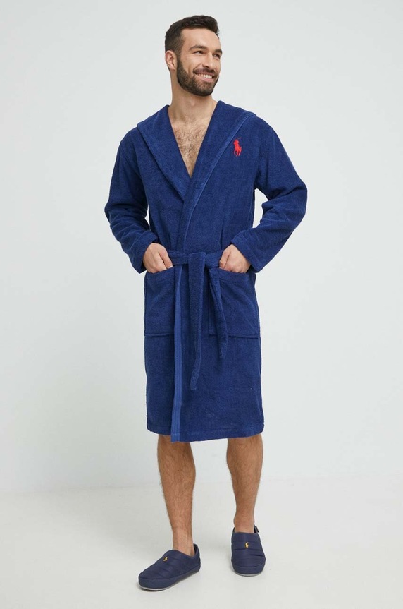 Polo Ralph Lauren accappatoio in cotone CLPLAYER blu navy AA00