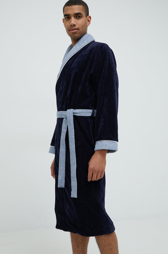 BOSS accappatoio in cotone blu navy LORD.MEN
