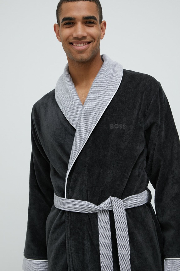 BOSS accappatoio in cotone grigio LORD.MEN