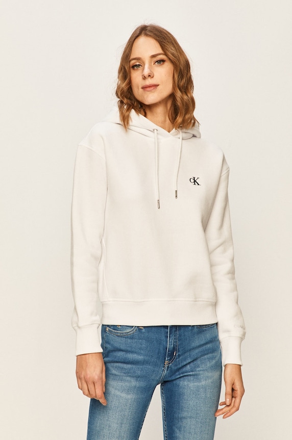 Calvin Klein Jeans bluză uni alb J20J213178