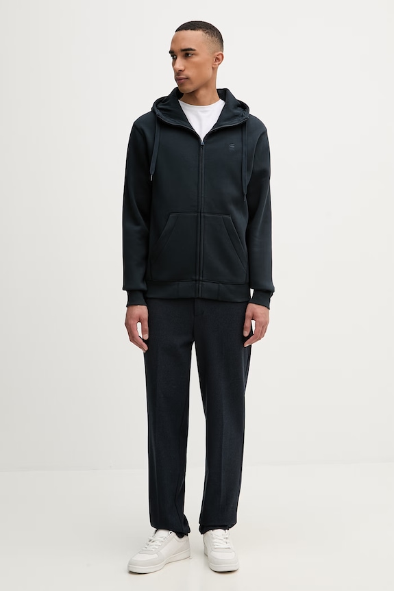 G-Star mikina na zips s kapucňou pánska s bavlnou Premium core D16122.C235 tmavomodrá AA00