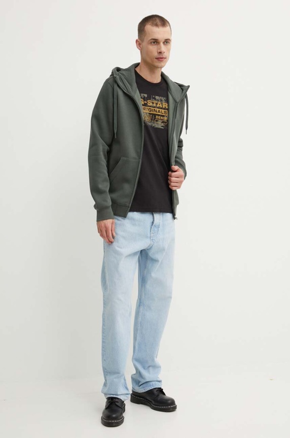 G-Star pánska mikina na zips s kapucňou s bavlnou Premium core D16122.C235 zelená AA00