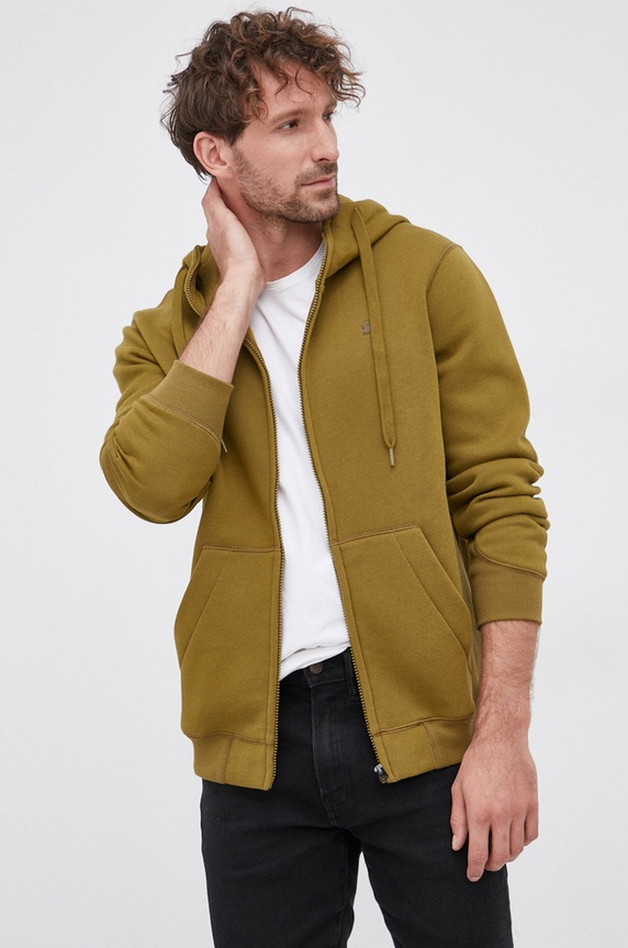 G-Star Cipzáras melegítőfelső kapucnival férfi pamut Premium core D16122.C235 zöld AA00