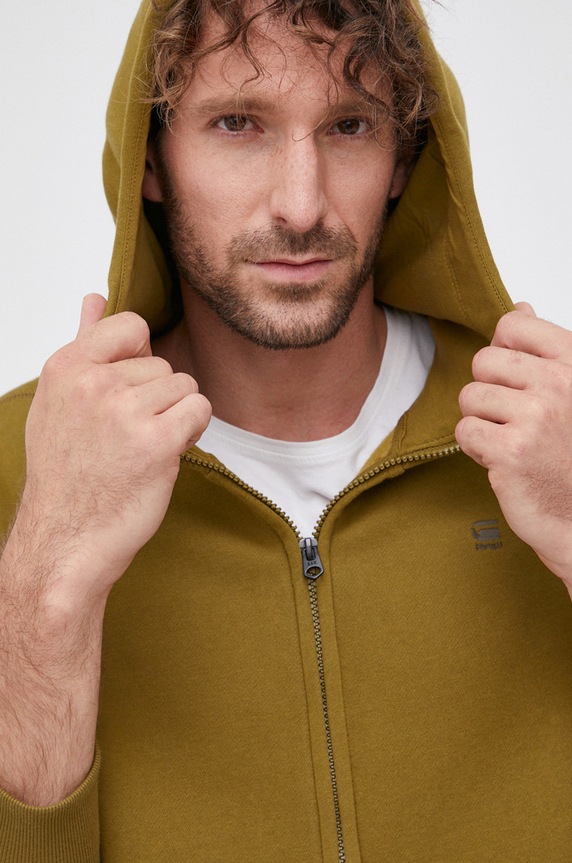 G-Star Cipzáras melegítőfelső kapucnival férfi pamut Premium core zöld D16122.C235