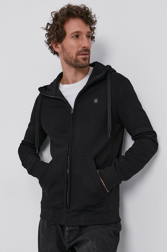 G-Star dukserica na zakopčavanje sa kapuljačom za muškarce od pamuka Premium core s kapuljačom crna D16122.C235