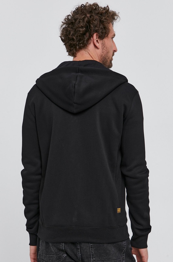 Odjeća G-Star dukserica na zakopčavanje sa kapuljačom za muškarce od pamuka Premium core D16122.C235 crna