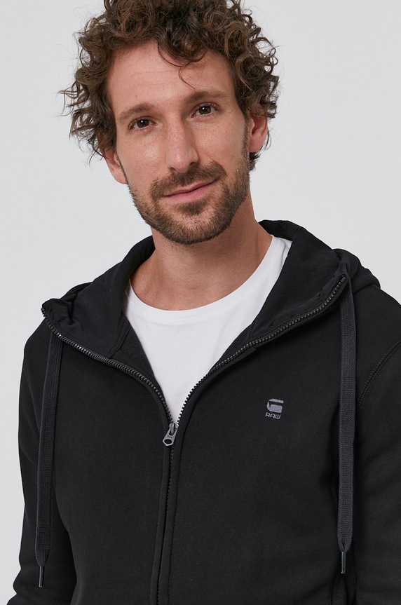 G-Star dukserica na zakopčavanje sa kapuljačom za muškarce od pamuka Premium core crna D16122.C235