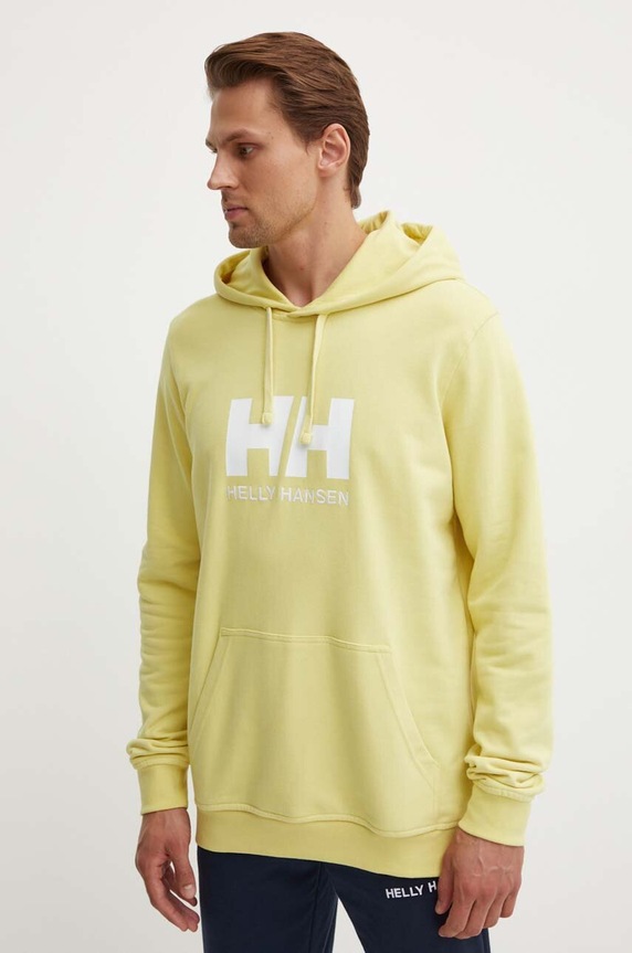 Helly Hansen pamut melegítőfelső HH LOGO HOODIE pamut sárga 33977