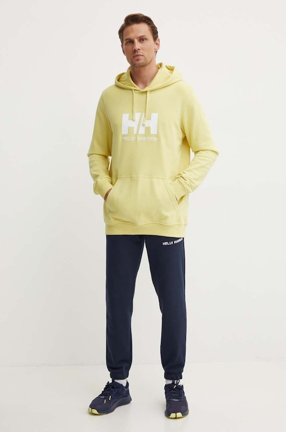 Helly Hansen pamut melegítőfelső HH LOGO HOODIE 33977 sárga SS24
