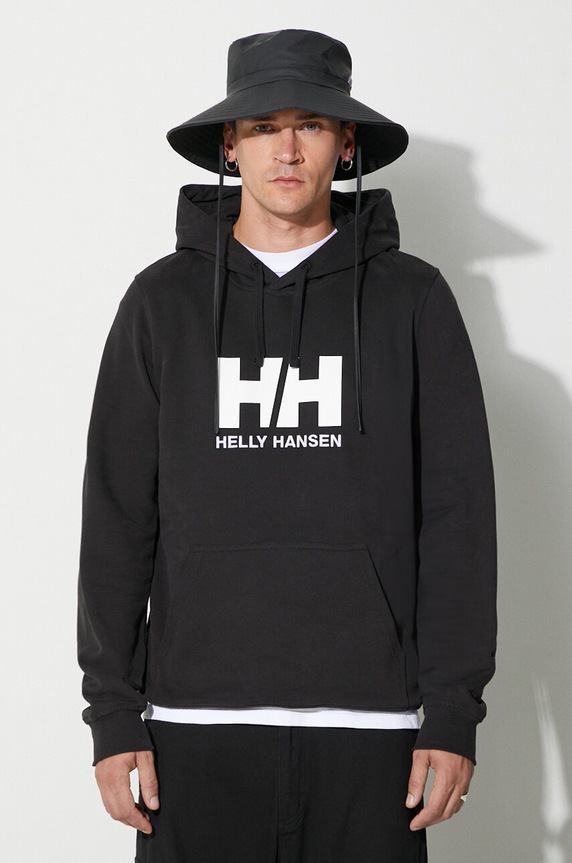 Helly Hansen cotton sweatshirt HH LOGO HOODIE cotton black 33977