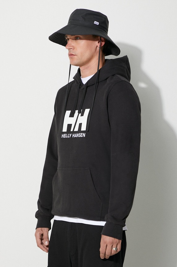 Helly Hansen cotton sweatshirt HH LOGO HOODIE black 33977