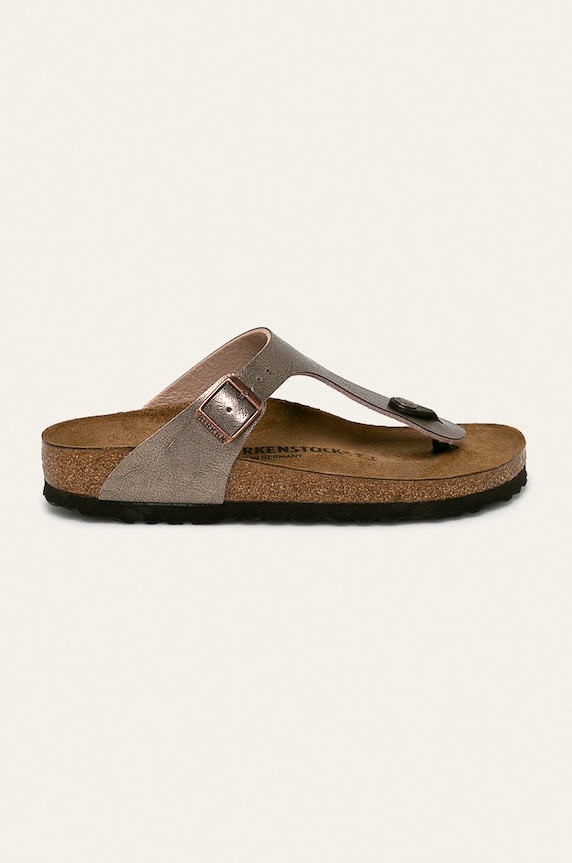 Birkenstock japonki Gizeh imitacja skóry licowej brązowy 1016145