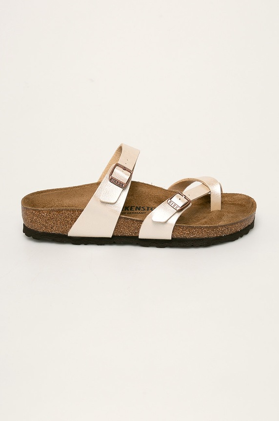 Birkenstock papuci Mayari imitatie de piele bej 71661