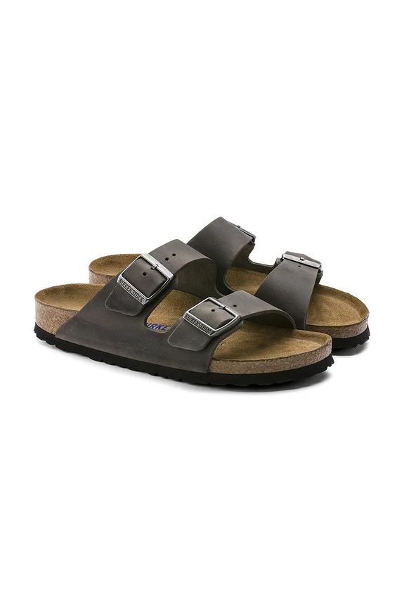 Kožené šľapky Birkenstock Arizona FL SFB sivá 1013645