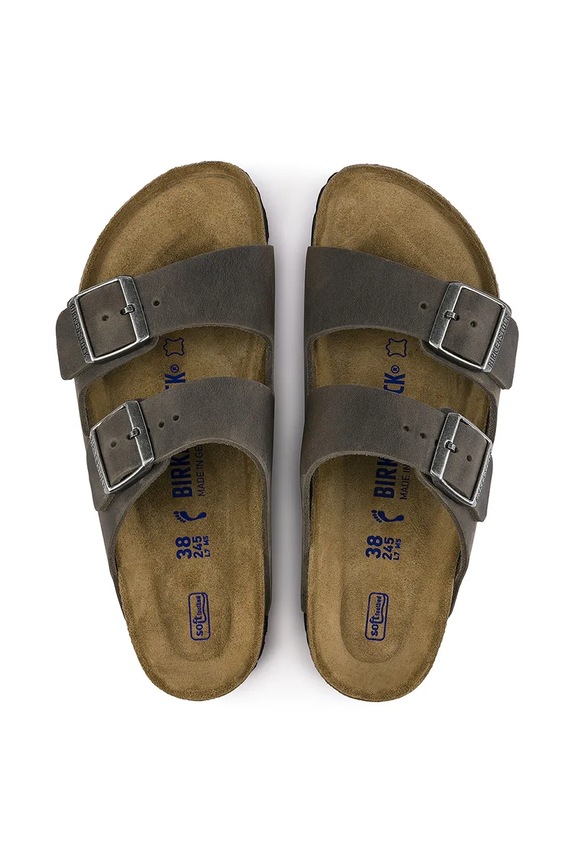 Kožené šľapky Birkenstock Arizona FL SFB 1013645 sivá