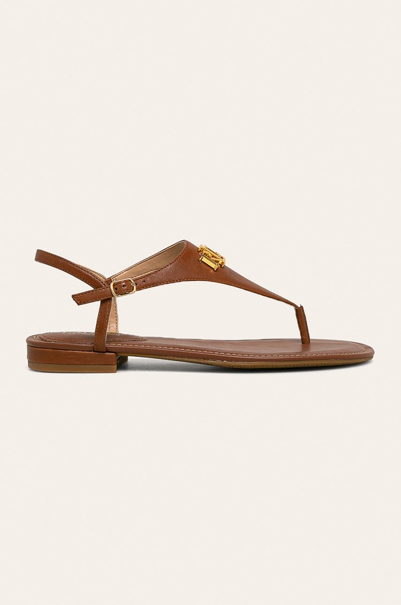 Lauren Ralph Lauren - Sandały skórzane Ellington płaski brązowy 802774600002