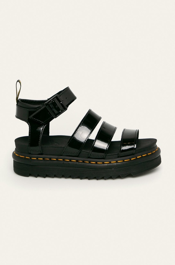 Dr. Martens - Δερμάτινα πέδιλα Blaire ίσια πλατφόρμα μαύρο DM24192001
