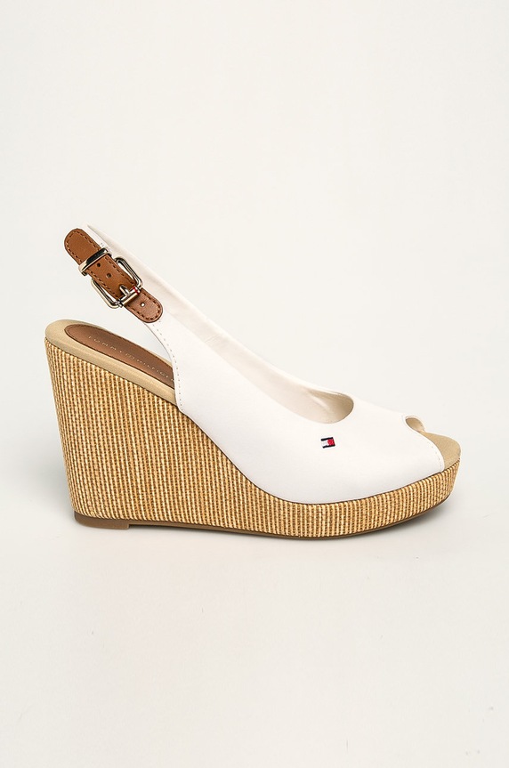 Tommy Hilfiger - Πέδιλα ICONIC ELENA SLING BACK WEDGE πλατφόρμα λευκό FW0FW04789