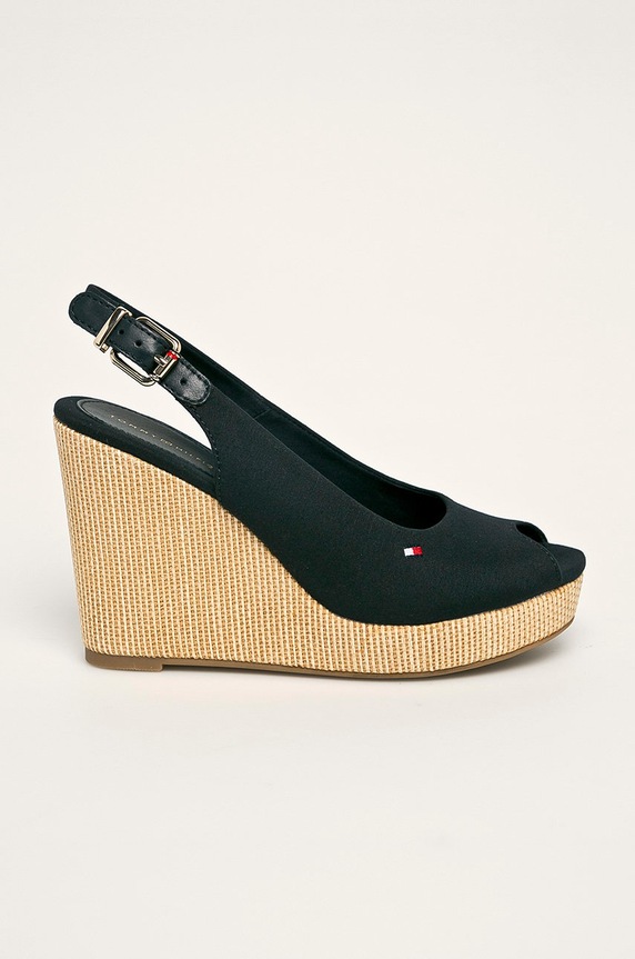Tommy Hilfiger szandál ICONIC ELENA SLING BACK WEDGE koturnus sötétkék FW0FW04789