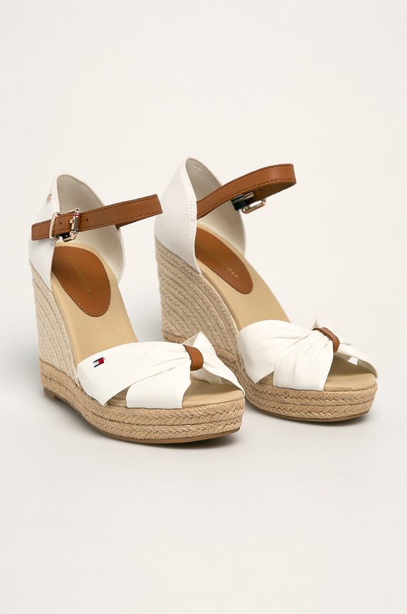 Παπούτσια Πέδιλα Tommy Hilfiger BASIC OPENED TOE HIGH WEDGE FW0FW04784 λευκό