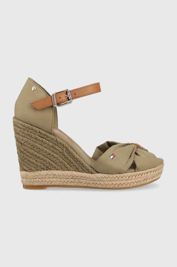 Tommy Hilfiger szandál BASIC OPENED TOE HIGH WEDGE koturnus zöld FW0FW04784