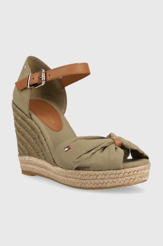 Tommy Hilfiger szandál BASIC OPENED TOE HIGH WEDGE FW0FW04784 zöld SS24