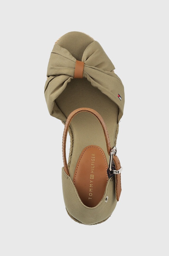 Tommy Hilfiger szandál BASIC OPENED TOE HIGH WEDGE zöld FW0FW04784