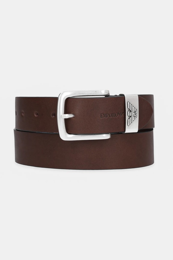 Emporio Armani - Pasek skórzany brązowy Y4S201.YDD6G