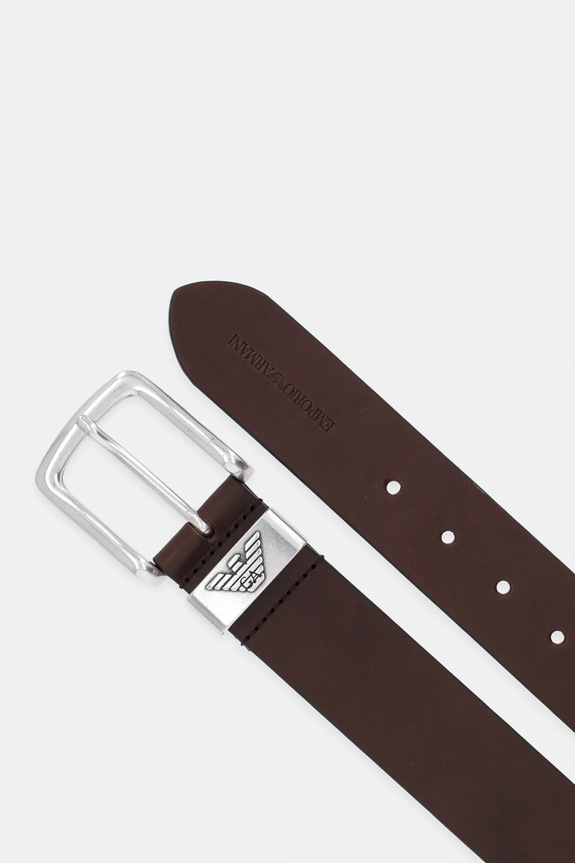 Emporio Armani - Pasek skórzany Y4S201.YDD6G brązowy AA00
