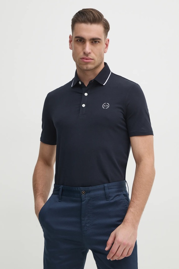 Armani Exchange - Pánske polo tričko jednofarebný tmavomodrá 8NZF70.Z8M9Z