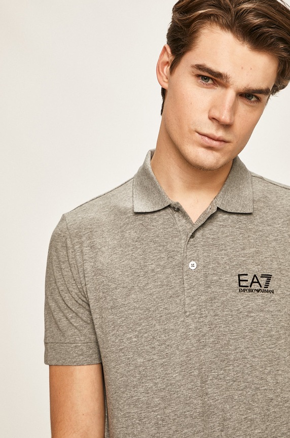 Polo majica EA7 Emporio Armani pamuk siva 8NPF04.PJM5Z