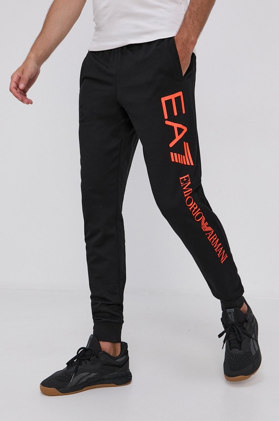 EA7 Emporio Armani Spodnie 8NPPC1.PJ05Z nadruk czarny 8NPPC1.PJ05Z