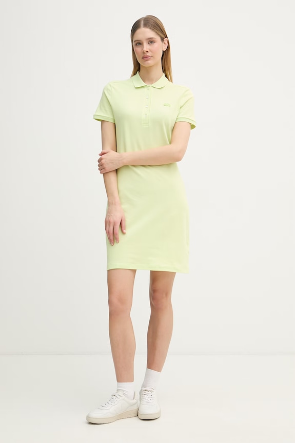 Lacoste sukienka z bawełną EF5473 zielony SS26