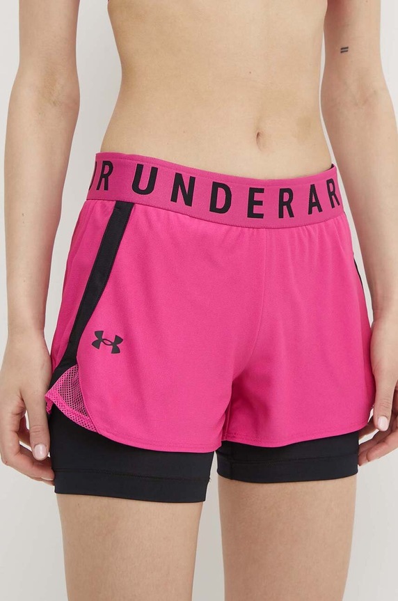 Къс панталон за трениране Under Armour еластичен розов 1351981