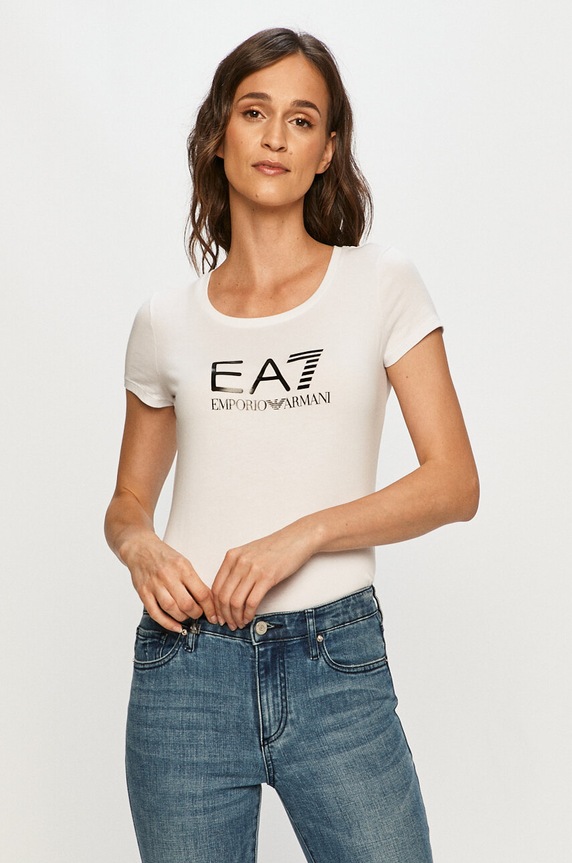 EA7 Emporio Armani - T-shirt 8NTT63.TJ12Z z elastanem biały 8NTT63.TJ12Z